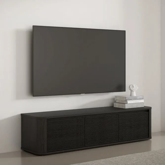 Trzydrzwiowa szafka RTV Breathtaker 170 cm, dąb Cabezone/dąb Czarny