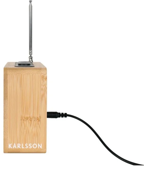 Bambusowy budzik z radiem Karlsson Retro