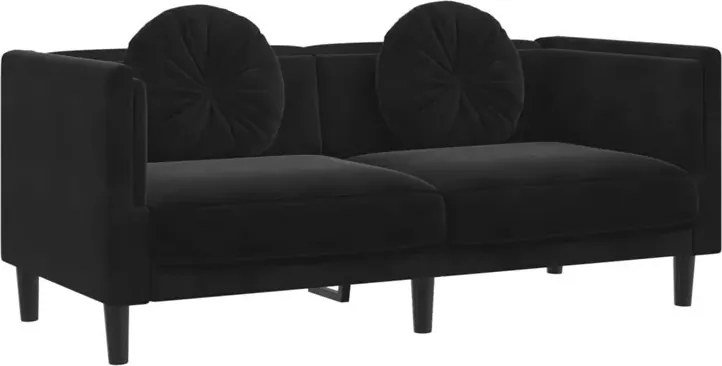 Czarna sofa 2-osobowa z poduszkami F7-W85