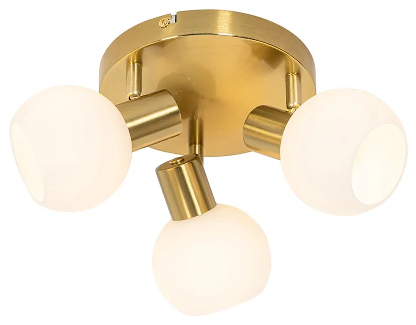 Plafon / Reflektorek / Spot / Spotow / Lampy sufitowe art deco złoty z opalowym szkłem 3-punktowy regulowany - Anouk ArtDeco Oswietlenie wewnetrzne
