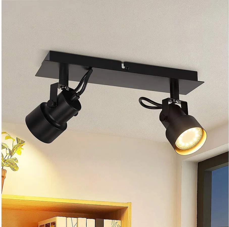NETTLIFE Czarny sufitowy punktowy vintage lampa sufitowa GU10 lampa kuchenna do regulacji 2 płomienie vintage 350°