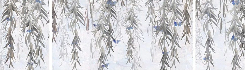 Obraz - Gałązki wierzby z motylami (170x50 cm)