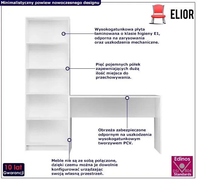 Komplet białych mebli biurowych - Kowas