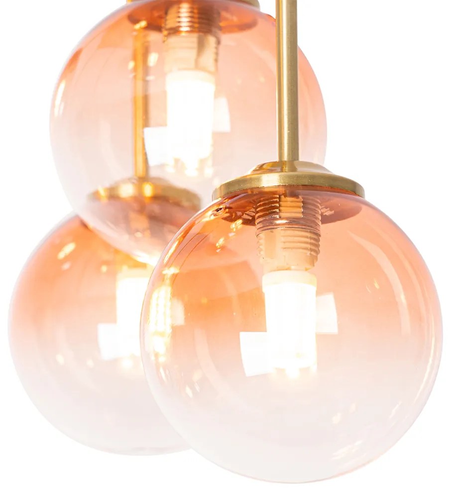 Lampa sufitowa w stylu art deco złota z różowym szkłem 9-świateł - Athens ArtDeco Oswietlenie wewnetrzne