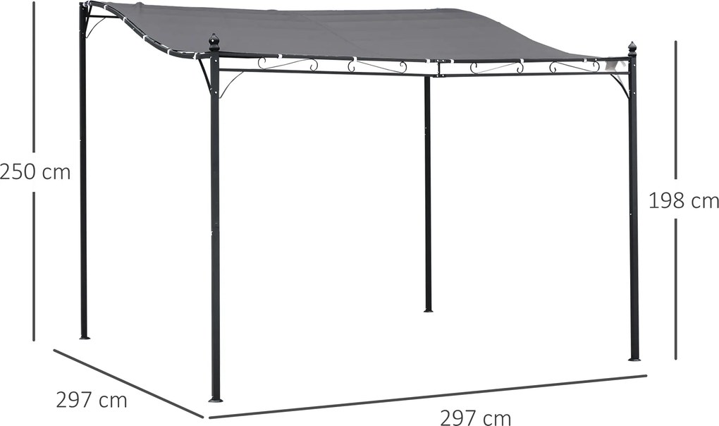 Outsunny Pergola 3x3 297x297cm Pergola z zakrzywionym dachem na taras Aosom PL