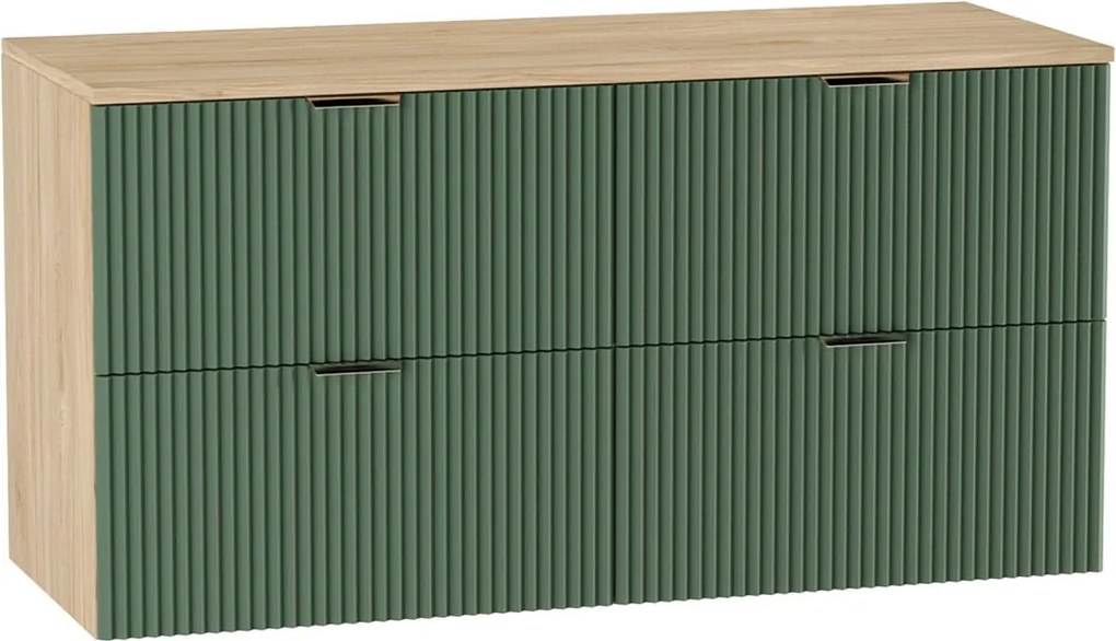 Szafka pod umywalkę WENA, ryflowane fronty, Willy, 120x60x47 cm, Szałwiowa/Orzech