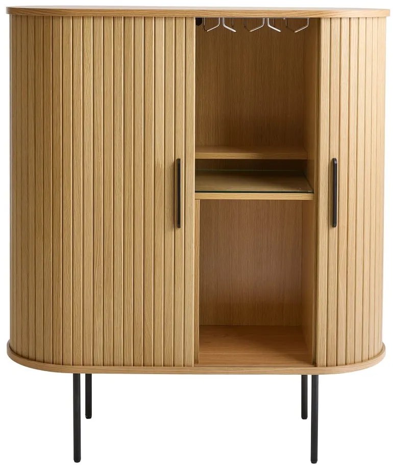 Szafka na wino w dekorze dębu z drzwiami przesuwnymi w naturalnym kolorze 100x118x40 cm Nola – Unique Furniture