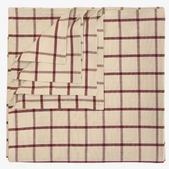 Obrus 150x150 Cm Z Bawełny Oriska Beżowy Tapioka – Czerwony Wino - Sklum