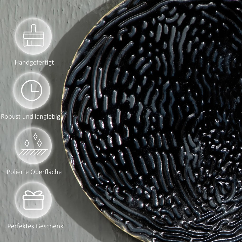 HOMCOM Dekoracja ścienna 3D Koła Metalowa 121cm Niebieski Czarny Złoty Unikalny design | Aosom PL