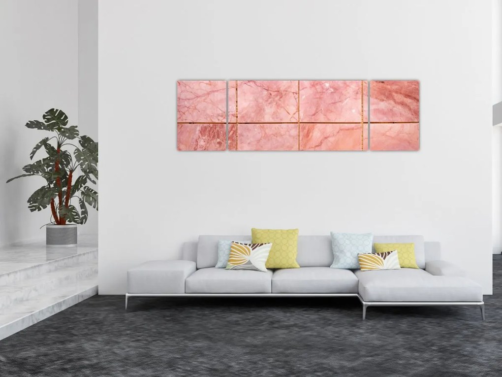 Obraz - Różowe, marmurkowe płytki (170x50 cm)