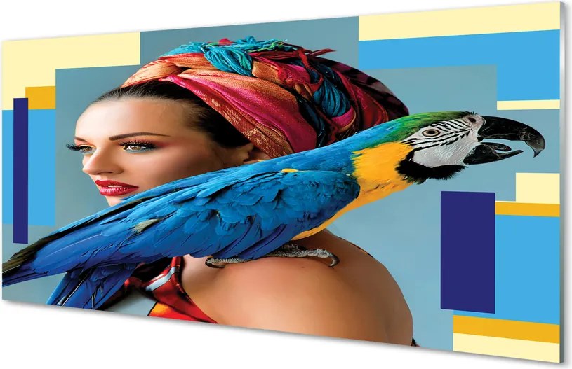 Panel szklany do Kuchni Papuga Ara na Ramieniu