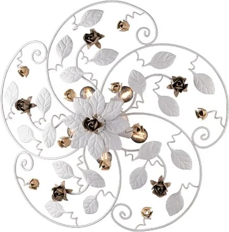 Piękna lampa sufitowa z żelaza lakierowanego na biało w stylu shabby chic z 5 światłami, wys. 22 x Ø65 cm, BL196-PL5-BCO