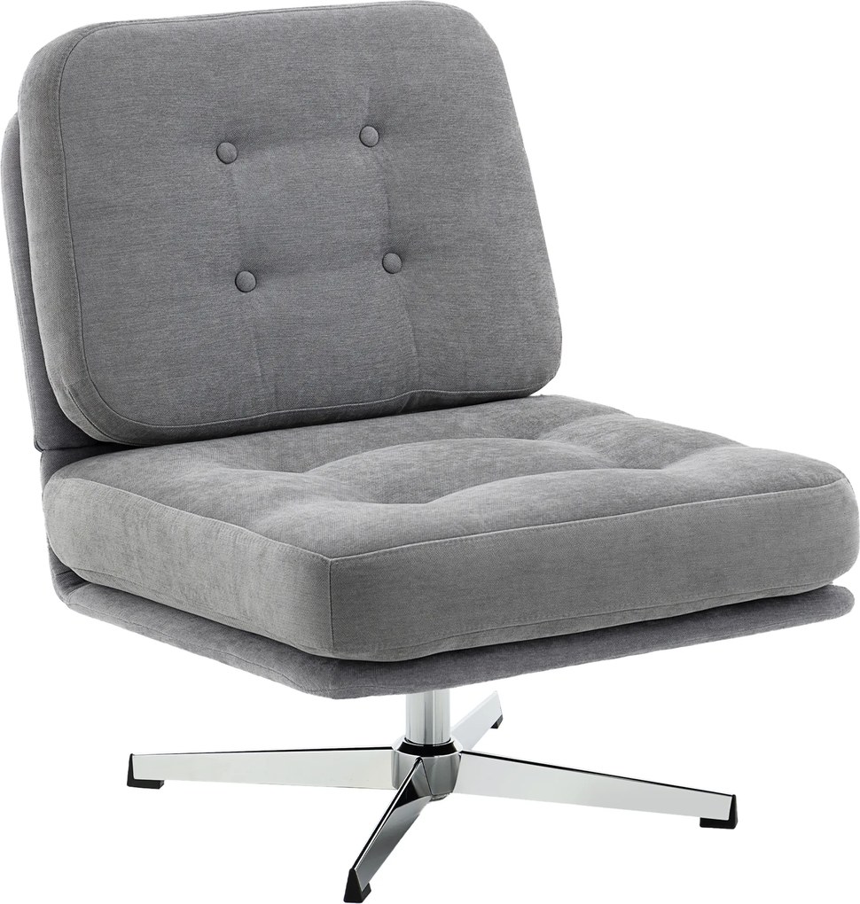 HOMCOM Obrotowy Fotel Akcentowy, Tapicerowany Fotel Czytelniczy z Chenille, Szerokim Siedziskiem, Sprężynowym Wypełnieniem i Metalowymi Nogami, Jasnoszary | Aosom PL