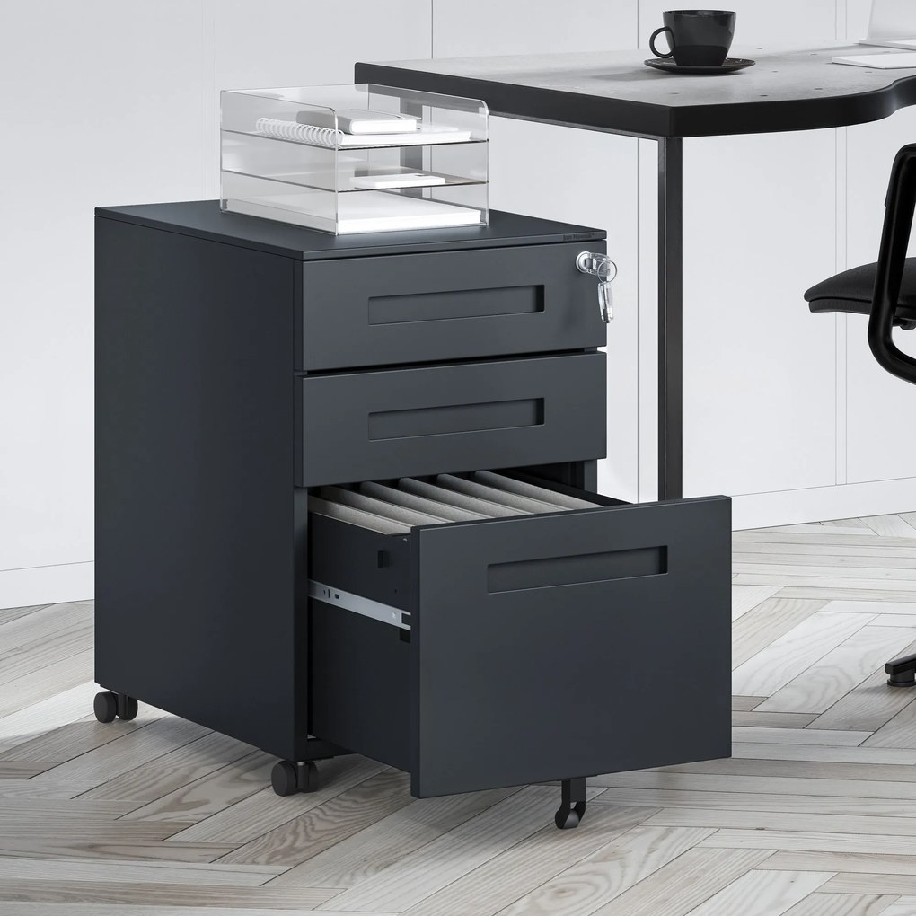 Kontenerek pod biurko KATE 390 x 600 x 500 mm, antracytowy