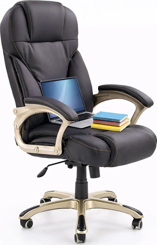 Biurowy Fotel Czarny Obrotowy Z Ekoskóry F1-P44