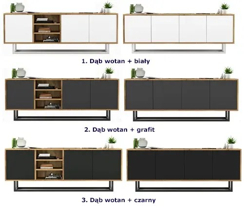 Zestaw stojących szafek rtv dąb wotan + czarny M4-E16