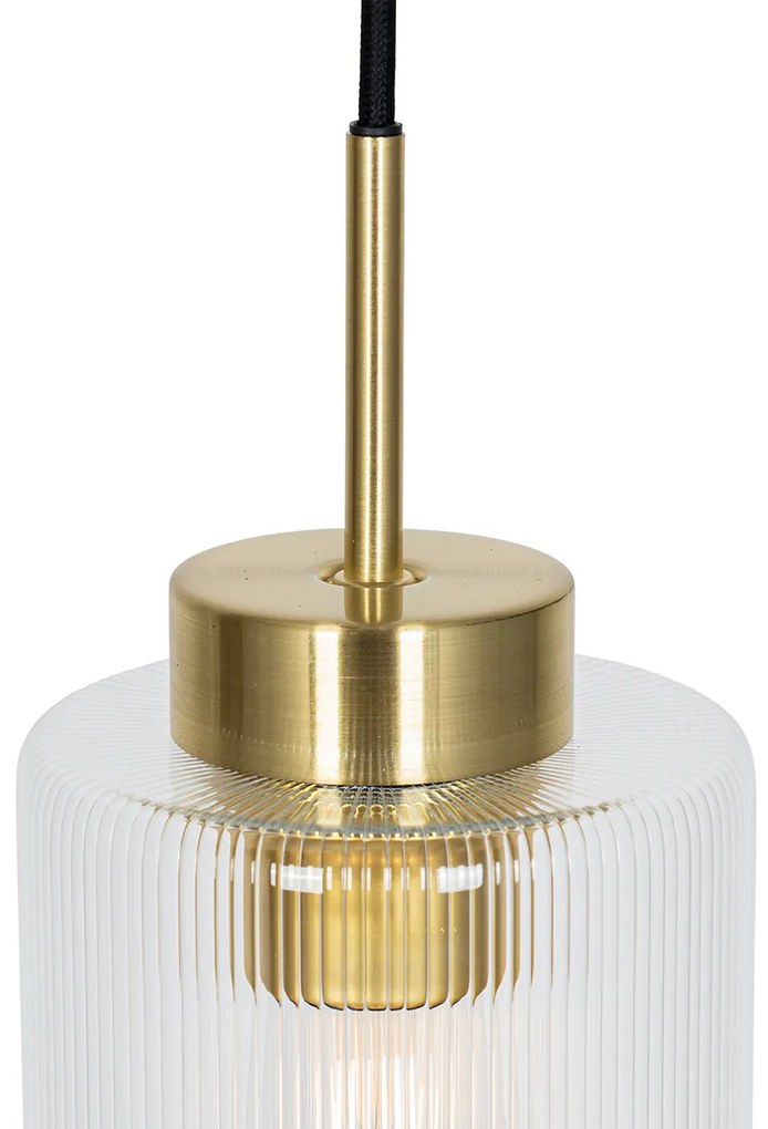 Lampa wisząca Art Deco złota ze szkłem - Laura ArtDeco Oswietlenie wewnetrzne