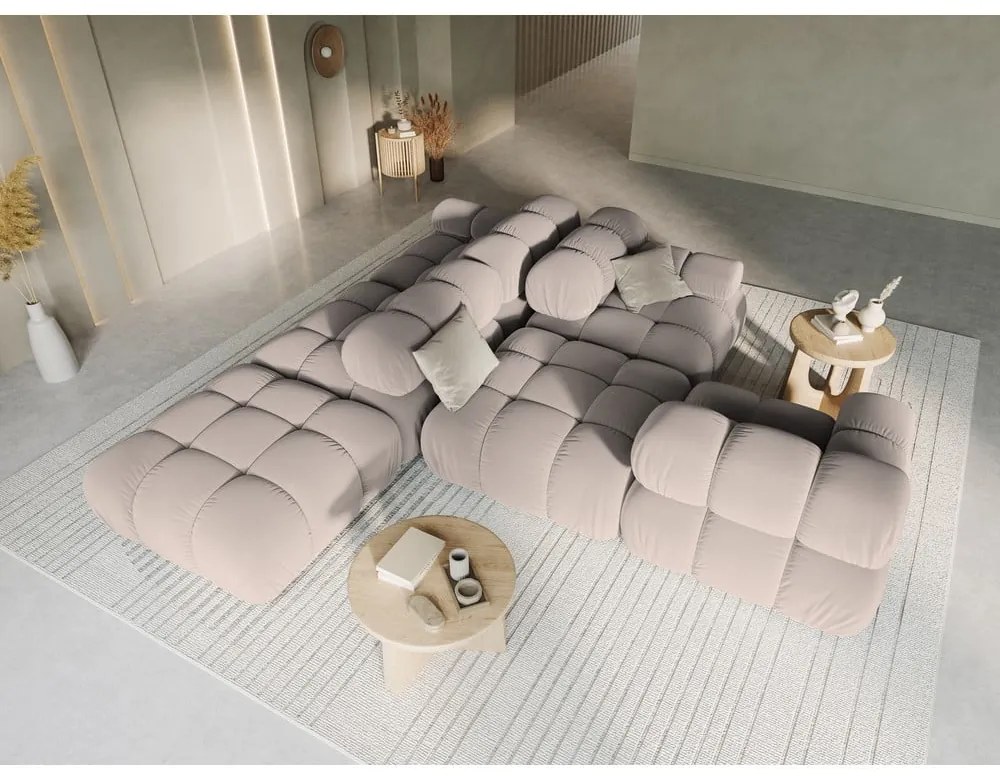 Jasnobrązowa aksamitna sofa modułowa 282 cm Bellis – Micadoni