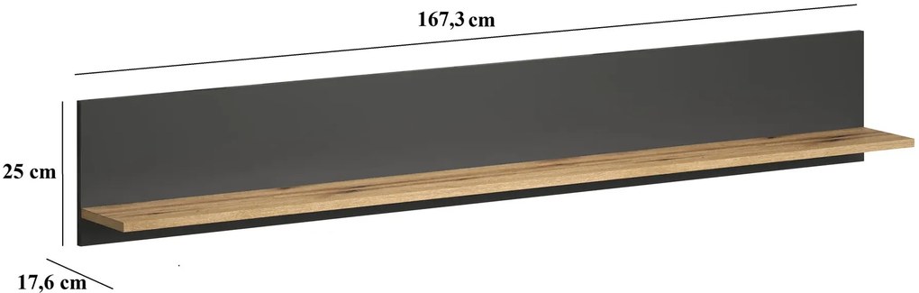Półka ścienna 150 cm grafit + dąb evok N7-B38