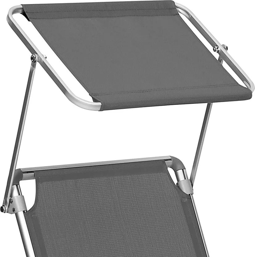 Leżak ogrodowy MALIBU z regulowanym daszkiem, 193x55x31 cm, szary SongmicsHome
