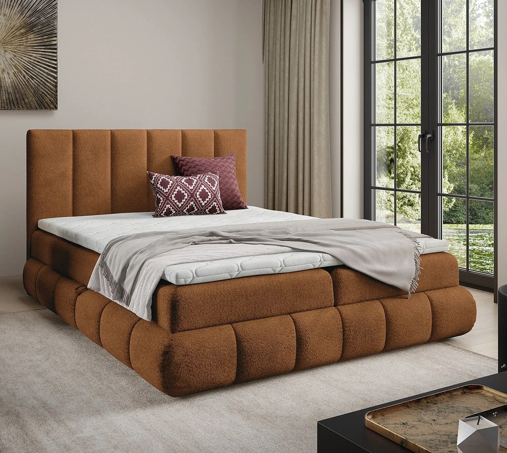 Łóżko kontynentalne w kolorze koniaku 5 rozmiarów W9-D37