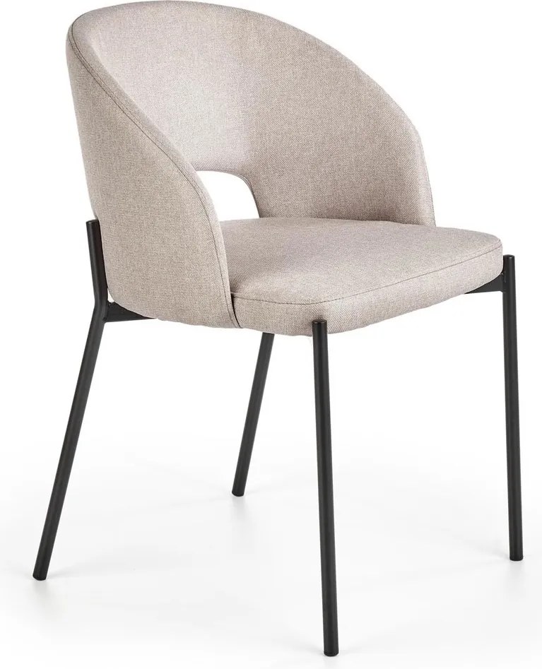 Krzesło z tapicerowanym siedziskiem i oparciem na metalowych nogach K373