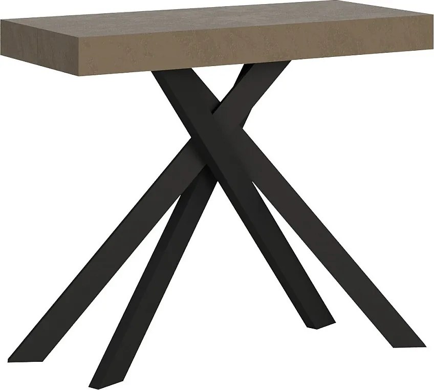 Konsola rozkładana 90x40/300 cm Krack szaro-beżowy nogi w kolorze antracytu