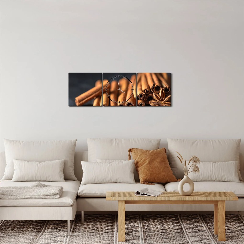 Obraz cynamonu (z zegarem) (90x30 cm)
