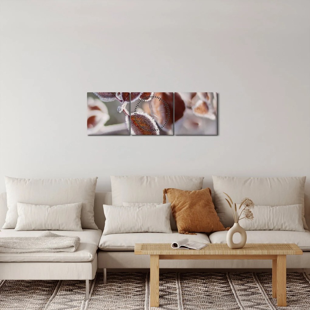 Obraz - Szczegół liści (z zegarem) (90x30 cm)