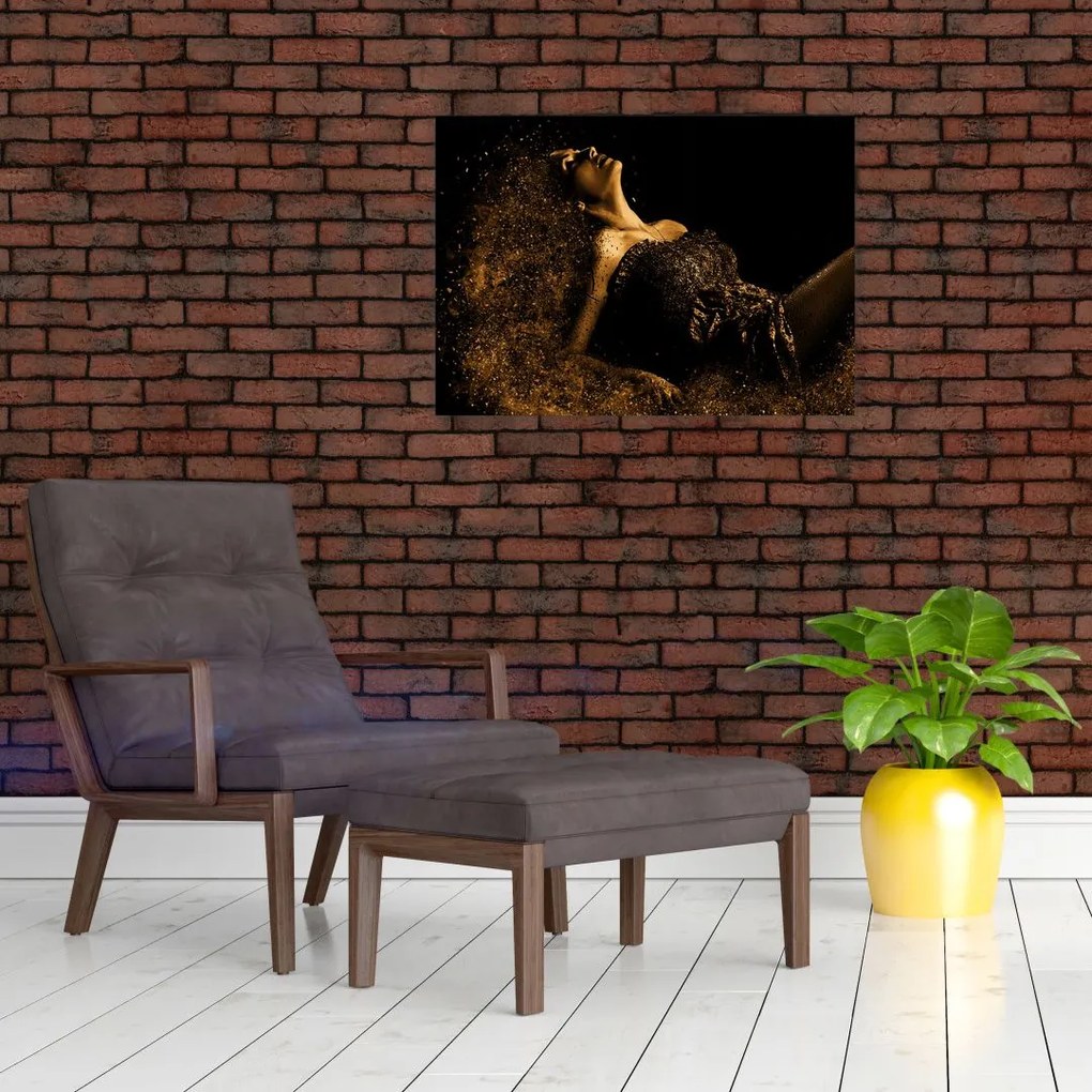 Obraz na szkle - Kobieta ze złota (70x50 cm)