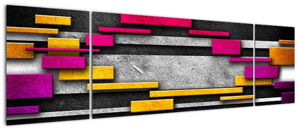 Obraz kolorowej abstrakcji na czarnym tle (170x50 cm)