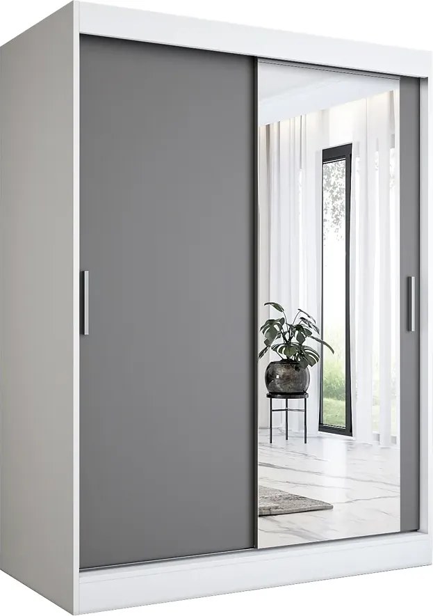 Szafa przesuwna biel + antracyt 150 cm W8-R17