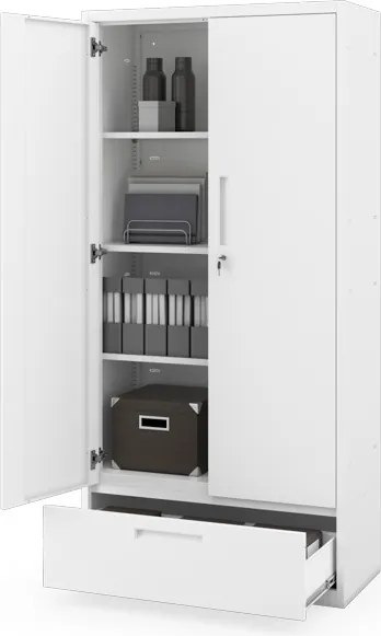 Szafa modułowa metalowa wielofunkcyjna z szufladą biała MEGAN 1850 x 900 x 400 mm