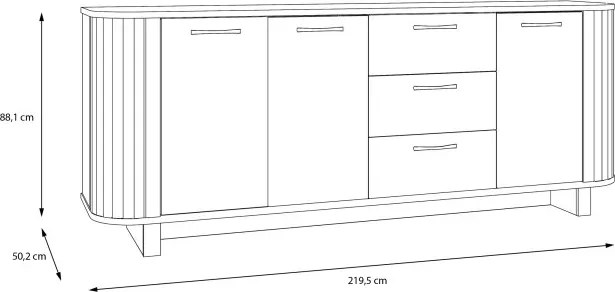 Duża komoda z lamelami Formswift 248R, kolor dąb Mauvella