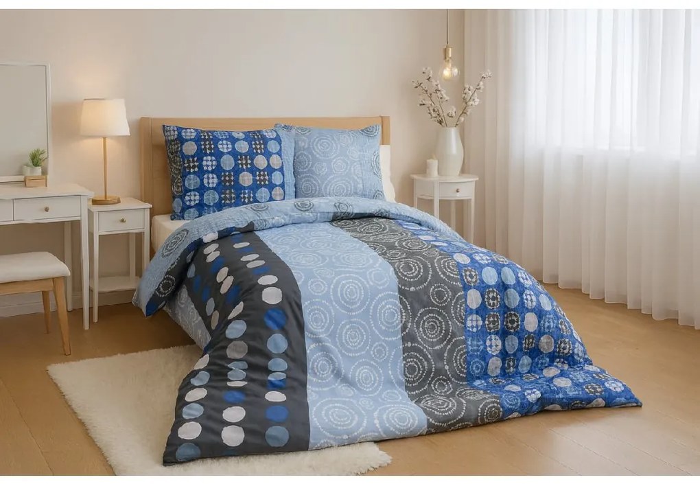 PrzytulneMieszkanie.pl PrzytulneMieszkanie.pl Pościel polybawełniana CIRCLES BLUE, niebieska Rozmiar pościeli: 70 x 90 cm | 140 x 200 cm