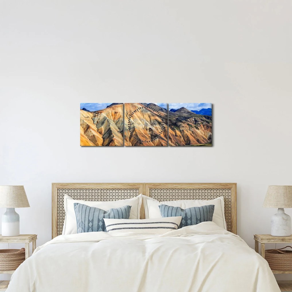 Obraz - Landmannalaugar (z zegarem) (90x30 cm)