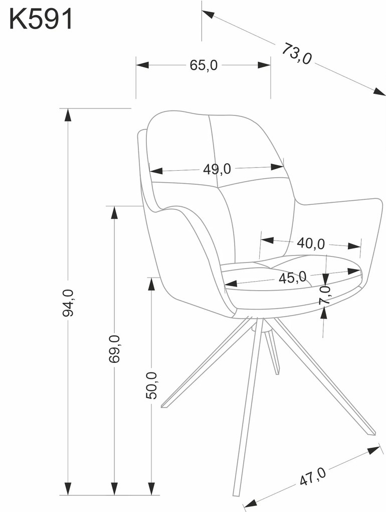 Krzesło do jadalni obrotowe z podłokietnikami brąz beż tkanina K591