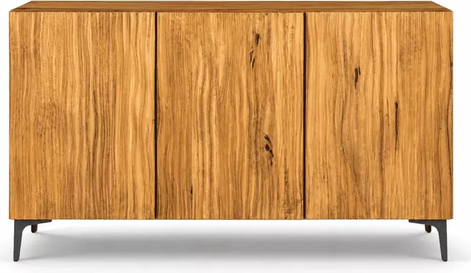 Drewniana komoda 150 cm na metalowych nogach egzotyczne drewno mango rzeźbiona