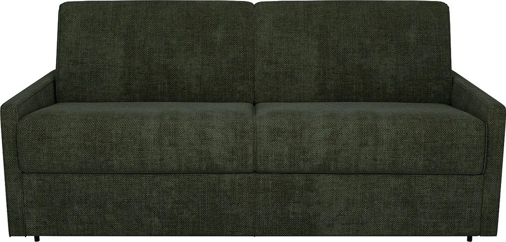 Kanapa 4-osobowa rozkładana typu express z tkaniny w kolorze ciemnozielonym - Powierzchnia spania na szerokich listwach 160 cm - Materac 22 cm z pianką memory CALIFE