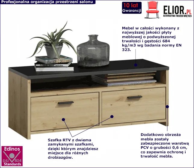 Szafka RTV dąb artisan czarny L5-P77