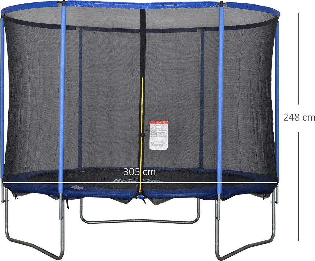 Trampolina z siatką zabezpieczającą Trampolina ogrodowa Stal Ø 305 x wys. 248 cm | Aosom.pl