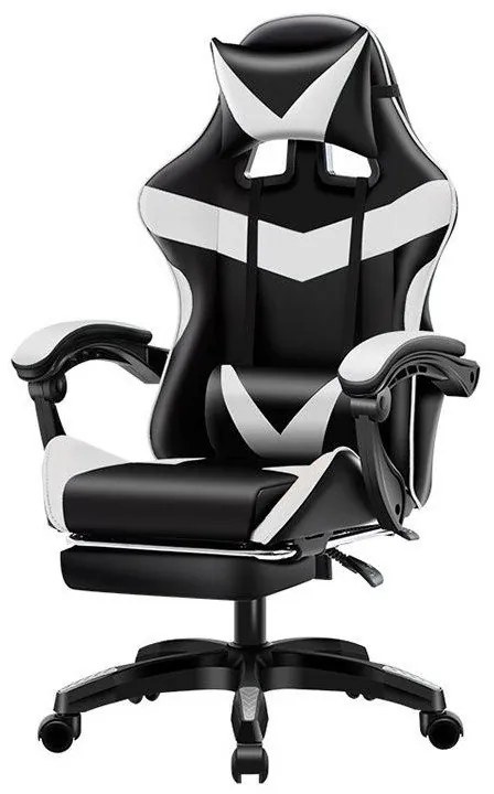 Fotel gamingowy Games krzesło biurowe obrotowe z podnóżkiem + masaż