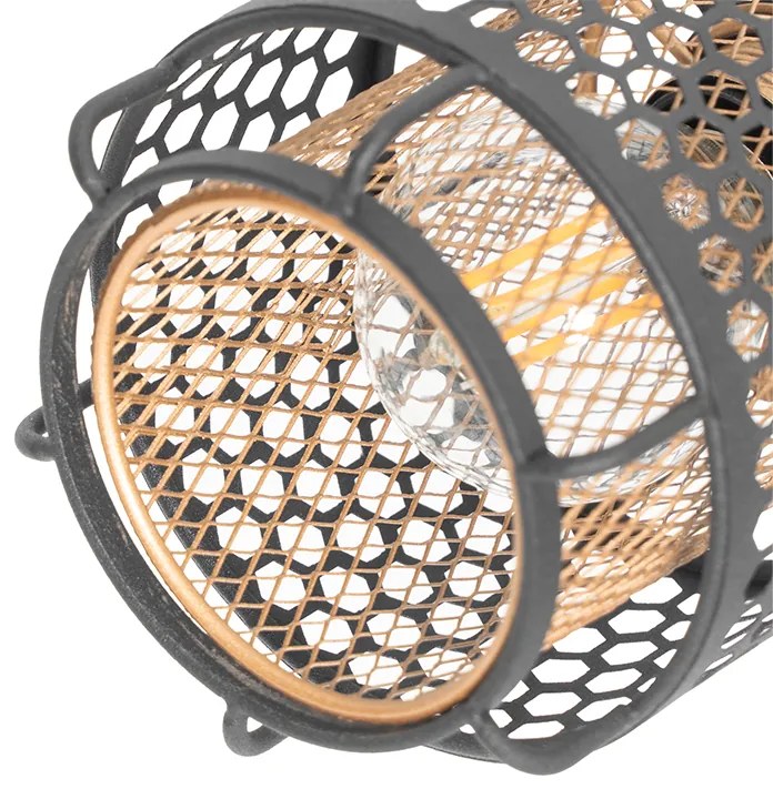 Designerska lampa sufitowa czarna ze złotem 3-światłowa okrągła - NoudDesignerski Oswietlenie wewnetrzne