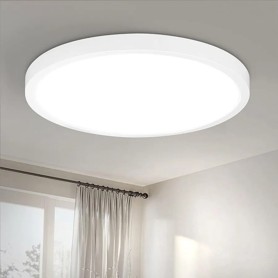 NETTLIFE Panelowa lampa sufitowa LED, czarna, płaska lampa sufitowa IP44, bryzgoszczelna, chłodna biel 15W