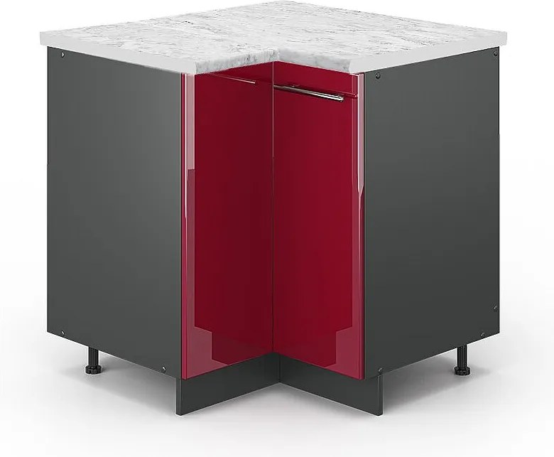 Szafka narożna bordowa czerwień wysoki połysk 80.5x60x82 fame-line