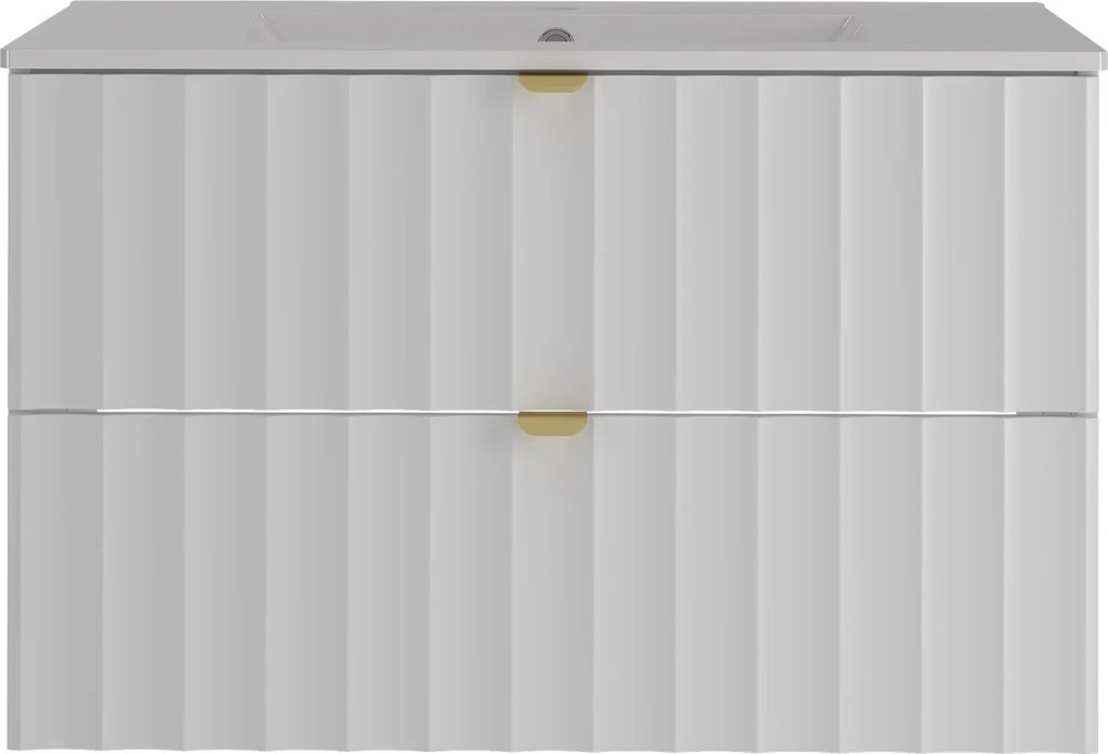 Szafka z umywalką wpuszczaną Arcos 07, biały mat, 80 cm - zestaw 3