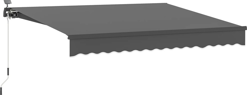 Outsunny Markiza z Korbką i Oświetleniem LED Solarne, UV 50+, 400 cm Szerokość, Szara