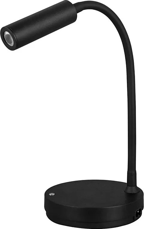 Lampa stołowa LED Beneito Faure Stem – 5 W, ciepłe światło, do biurka, czytania i przy łóżku, ładowanie bezprzewodowe, głowica obrotowa – kolor czarny