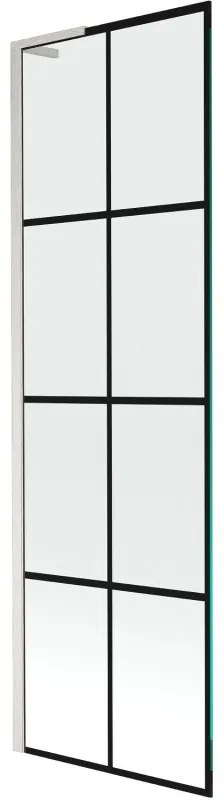 Mexen Next L parawan nawannowy 1-skrzydłowy 60 x 150 cm, czarny wzór, nikiel szczotkowany - 895-060-000-03-77-97