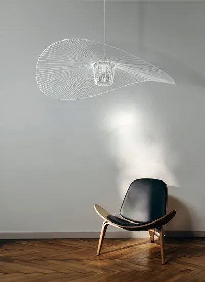 Wisząca lampa druciana kapelusz biała N4-L92